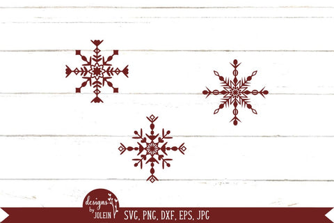 Three snowflakes SVG Designs by Jolein 