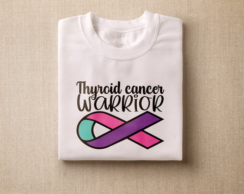 Thyroid Cancer Awareness SVG Bundle, 22 Designs, Thyroid Cancer Ribbon SVG, Teal, Pink and Purple Cancer Ribbon SVG SVG HappyDesignStudio 