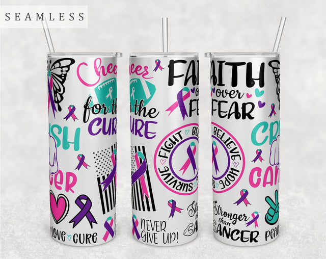 Thyroid Cancer Awareness Tumbler Wrap, 20 Oz Skinny Tumbler Thyroid Cancer Sublimation Design, Seamless Thyroid Cancer Tumbler PNG Sublimation HappyDesignStudio 