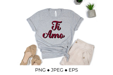 Ti Amo lettering. I Love You in Italian. Red buffalo pattern Sublimation LaBelezoka 