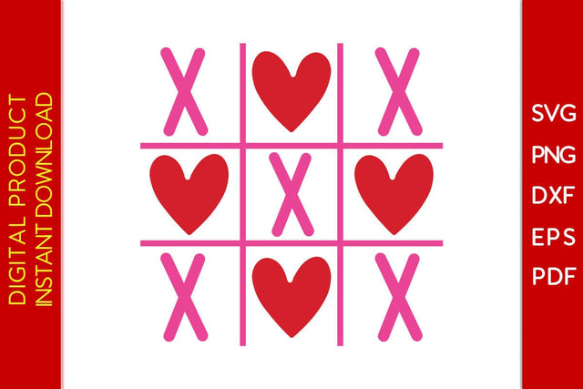 Tic Tac Toe Hearts XOXO Valentine's Day SVG PNG EPS Cut File SVG Creativedesigntee 