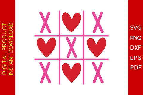 Tic Tac Toe Hearts XOXO Valentine's Day SVG PNG EPS Cut File SVG Creativedesigntee 