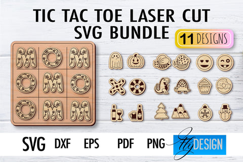 Tic Tac Toe Laser Cut SVG | Game SVG Design | CNC Files SVG Fly Design 