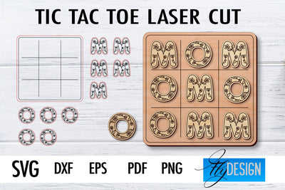 Tic Tac Toe Laser Cut SVG | Game SVG Design | CNC Files SVG Fly Design 