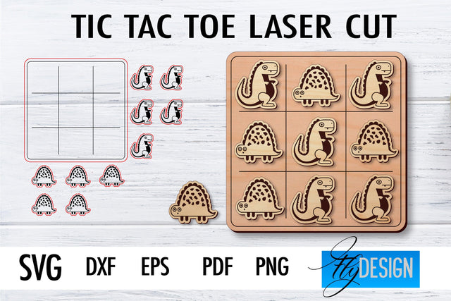 Tic Tac Toe Laser Cut SVG | Game SVG Design | CNC Files SVG Fly Design 