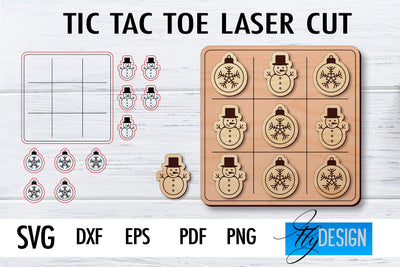 Tic Tac Toe Laser Cut SVG | Game SVG Design | CNC Files SVG Fly Design 