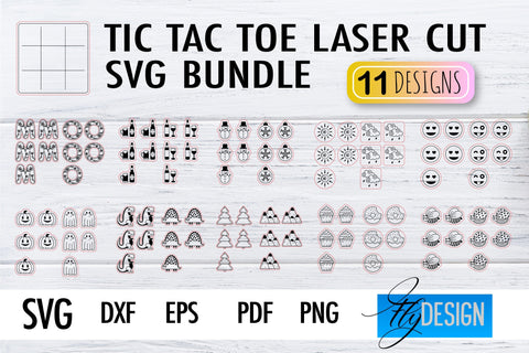 Tic Tac Toe Laser Cut SVG | Game SVG Design | CNC Files SVG Fly Design 