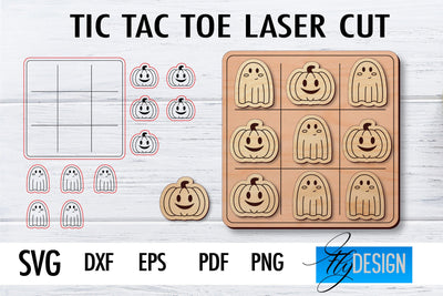 Tic Tac Toe Laser Cut SVG | Game SVG Design | CNC Files SVG Fly Design 