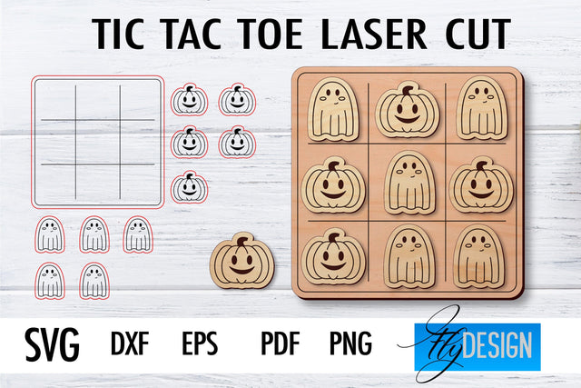 Tic Tac Toe Laser Cut SVG | Game SVG Design | CNC Files SVG Fly Design 