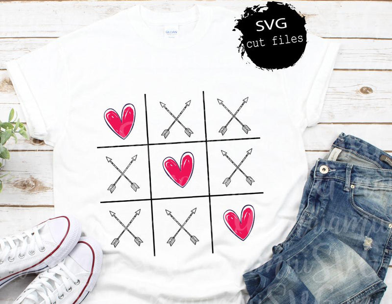 Tic Tac Toe Svg, Valentine's Day Svg, Heart Svg, Valentines Svg, Love ...