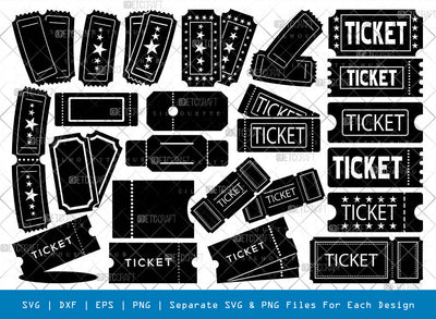 Ticket SVG, Ticket Silhouette, Blank Ticket Svg, Train Ticket Svg, Movie Ticket Svg, Admit One Svg, Raffle Ticket Svg, Ticket Bundle SVG ETC Craft 
