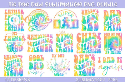 Tie Dye Dad Quotes And Phrases Sublimation Bundle PNG Sublimation Freeling Design House 