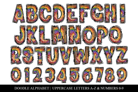 Tie Dye Leopard Doodle Letter Sublimation Alphabet Set Sublimation BijouBay 