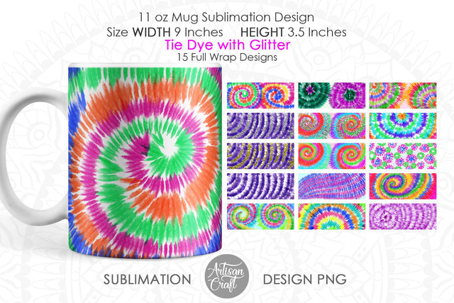 Tie dye mug sublimation designs for 11 oz Mug Sublimation Artisan Craft SVG 