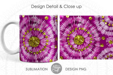 Tie dye mug sublimation designs, silver gold rhinestones SVG Artisan Craft SVG 