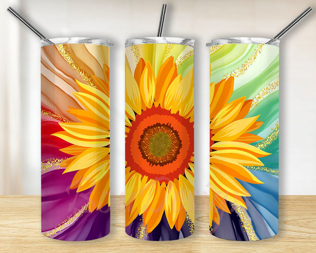 Tie Dye Sunflower Rainbow, Tumbler Sublimation Design, 20 oz Skinny, Instant Download Sublimation BouDesign 