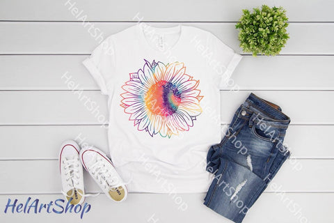 Tie dye Sunflower Sublimation PNG Sublimation _HelArtShop_ 