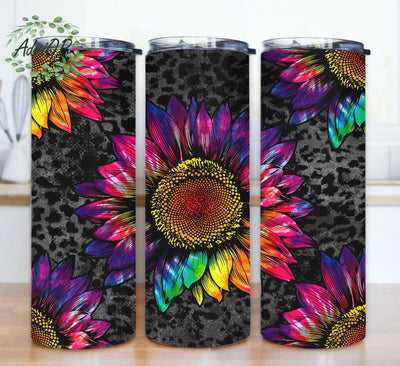 Tie Dye Sunflowers 20oz Tumbler Png, Sunflower Tumbler Design, Leopard Tumbler Wrap, Sunflowers Sublimation Design for Straight, Instant Download Sublimation AdriOP 