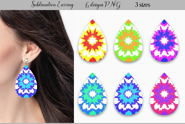 Tie Dye Teardrop Earring Sublimation WatercolorColorDream 