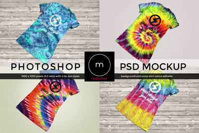 Tie Dye Tee PSD Layered Product Mock Up Set Mock Up Photo Risa Rocks It 