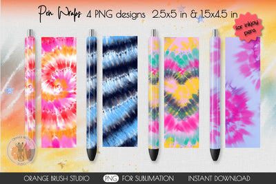 Tie Dye Wrap for Epoxy Pen Waterslide PNG Bundle 4 Design Sublimation OrangeBrushStudio 