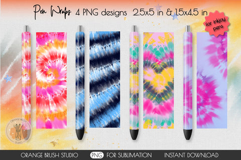 Tie Dye Wrap for Epoxy Pen Waterslide PNG Bundle 4 Design Sublimation OrangeBrushStudio 