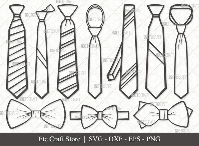 Tie Outline SVG Cut File | Necktie Svg | Tuxedo Tie Svg | Men's Neckties Svg | Neck Tie Svg | Wedding Tie Svg | Suit Tie Svg | Tie Svg Bundle SVG ETC Craft 