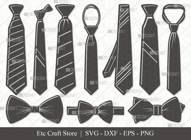 Tie Silhouette SVG Cut File | Necktie Svg | Tuxedo Tie Svg | Men's Neckties Svg | Neck Tie Svg | Wedding Tie Svg | Suit Tie Svg | Tie Svg Bundle SVG ETC Craft 