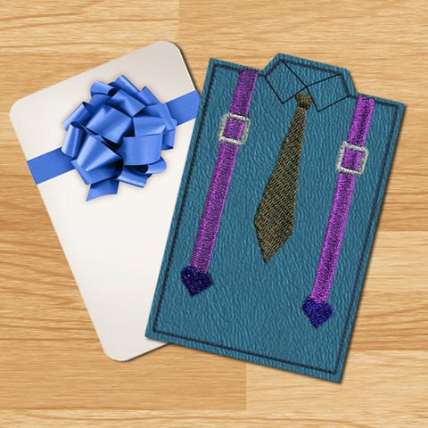 Tie Suspenders ITH Gift Card Holder Embroidery/Applique Designed by Geeks 