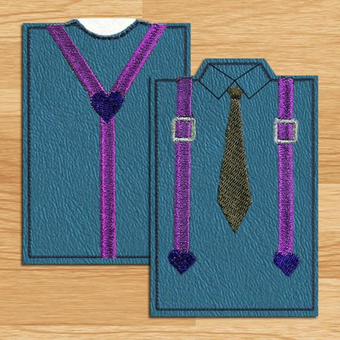 Tie Suspenders ITH Gift Card Holder Embroidery/Applique Designed by Geeks 