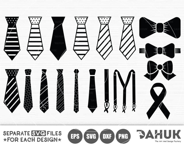 Tie SVG, Suspenders svg, Tuxedo svg, eps, dxf, png, vector, cut file, Tie cricut, Bow svg, Accessories Man Svg SVG dahukdesign 