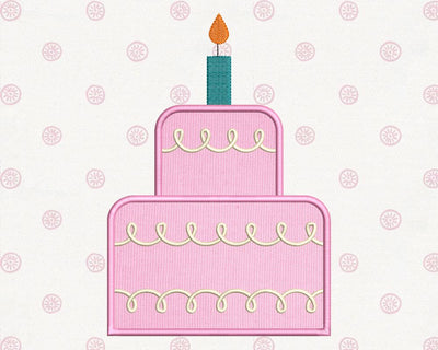 Tiered Cake with Candle Applique Embroidery Embroidery/Applique Designed by Geeks 