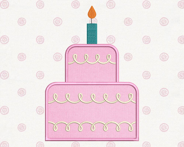 Tiered Cake with Candle Applique Embroidery Embroidery/Applique Designed by Geeks 