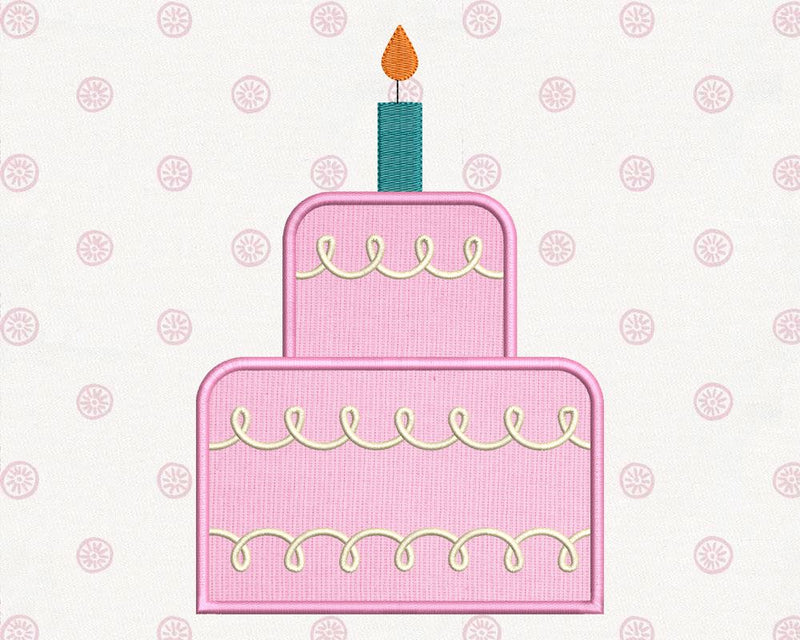 Tiered Cake with Candle Applique Embroidery Embroidery/Applique Designed by Geeks 