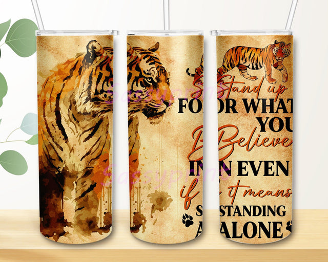 Tiger Coffee 20oz Skinny Tumbler Png, What You Believe Inspiration Tumblers For Men Vintage Tiger, Tigers Animal Tumbler, Animal Lover Gift Sublimation sassyprint 