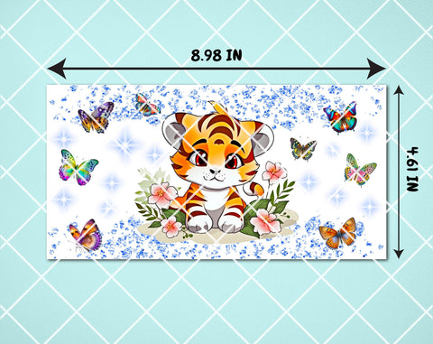 Tiger Cub Sippy Cup Wrap, 12oz Sippy Cup Sublimation Design, Little Tiger Sippy Cup PNG Sublimation HappyDesignStudio 