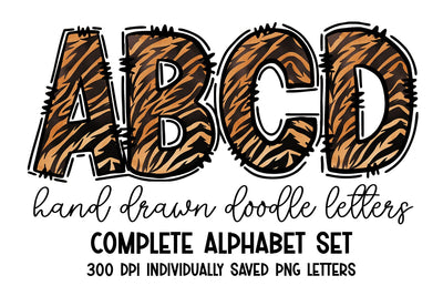 Tiger Doodle Letter Alphabet Set Sublimation BijouBay 