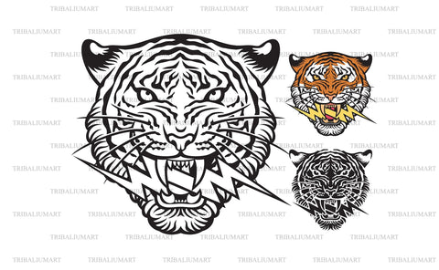 Tiger face and lightning bolt SVG TribaliumArtSF 