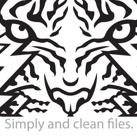 Tiger Face with Lightning Bolts and Power Plug in its Mouth. SVG TribaliumArtSF 