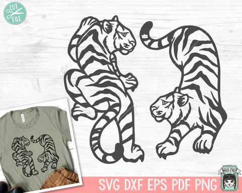 Tiger file, Tiger cut file, Fighting Tigers svg, Dueling Tigers svg, Tiger Tattoo svg, Year of the Tiger svg, Lunar New Year svg, Wild svg, Fierce svg, Fearless svg SVG Wild Pilot 