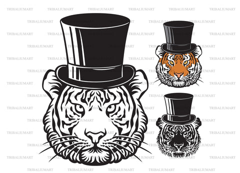 Tiger head with top hat SVG TribaliumArtSF 