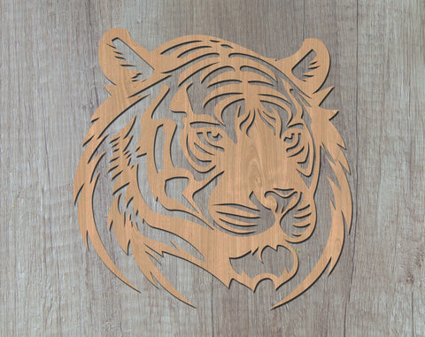 Tiger Laser SVG Cut File, Tiger Glowforge File, Tiger DXF, Tiger Wall Art SVG SVG HappyDesignStudio 