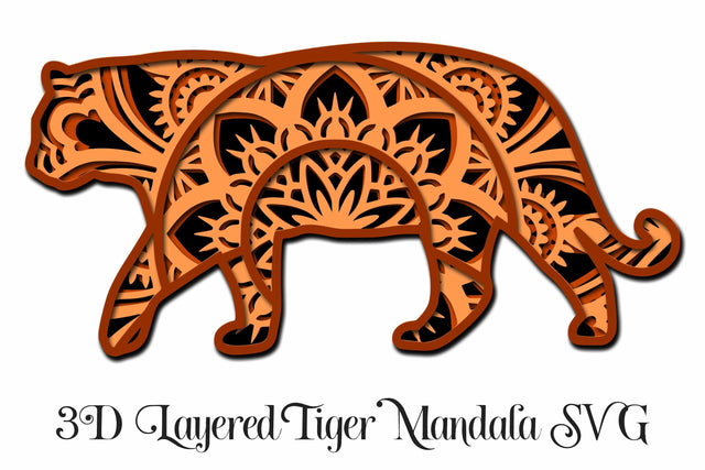Tiger Mandala Layered SVG File - 4 Layers SVG Digital Honeybee 