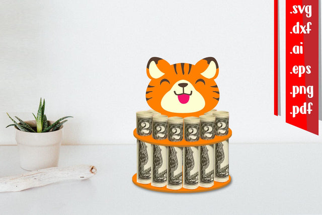 Tiger Money Cake Holder Paper Cut 3D Paper zafrans studio 