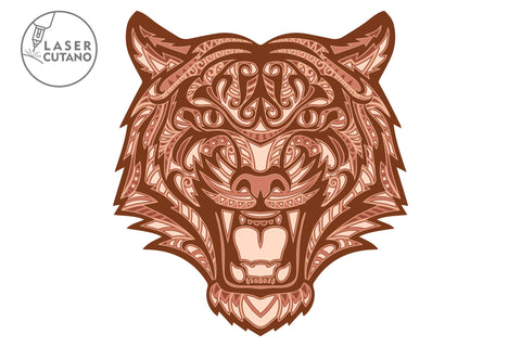 TIGER Multilayer Laser Cut Files, Mandala, Round SVG, 3D Designs SVG LaserCutano 