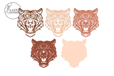 TIGER Multilayer Laser Cut Files, Mandala, Round SVG, 3D Designs SVG LaserCutano 