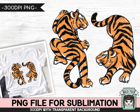 Tiger SUBLIMATION design PNG, Fighting Tigers png file, Tiger Tattoo sublimation designs, tiger illustration, download, Tiger Shirt png file Sublimation Wild Pilot 