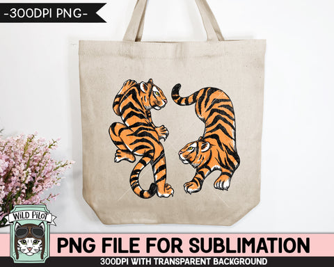 Tiger SUBLIMATION design PNG, Fighting Tigers png file, Tiger Tattoo sublimation designs, tiger illustration, download, Tiger Shirt png file Sublimation Wild Pilot 