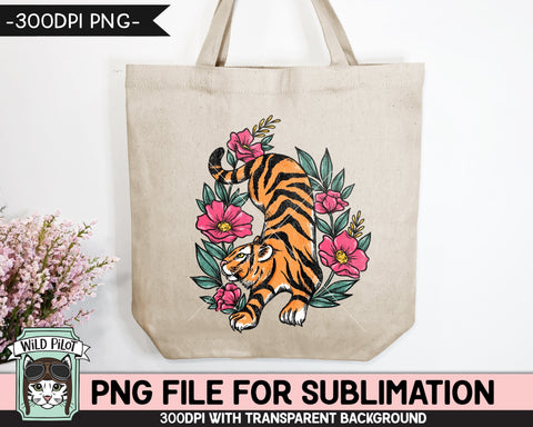 Tiger SUBLIMATION design PNG, Floral Tiger png file, Tiger Tattoo sublimation designs, Flower Tiger illustration, download, Tiger Shirt png Sublimation Wild Pilot 