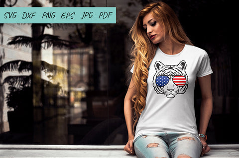 Tiger Svg | American Flag Tiger | Tiger Sunglasses Svg SVG Irina Ostapenko 